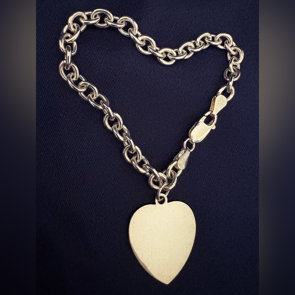 Bracelet*925 Sterling Silver Heart Charm Bracelet, Engravable